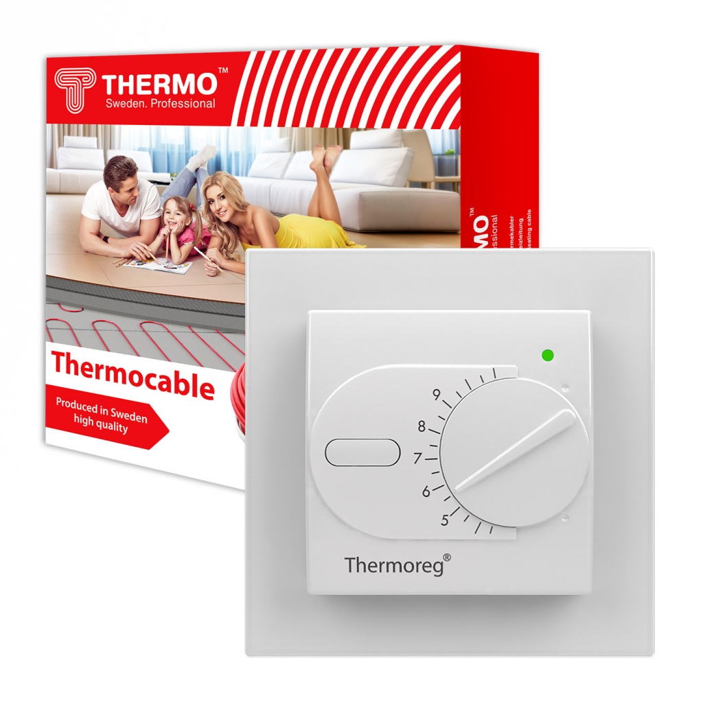 Комплект нагревательный кабель Thermocable + терморегулятор Thermoreg TI-200 Design